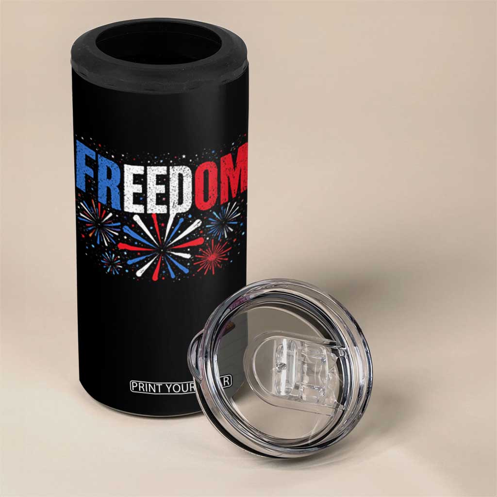 Freedom Funny 4th of July Couple Matching 4 in 1 Can Cooler Tumbler US Fireworks