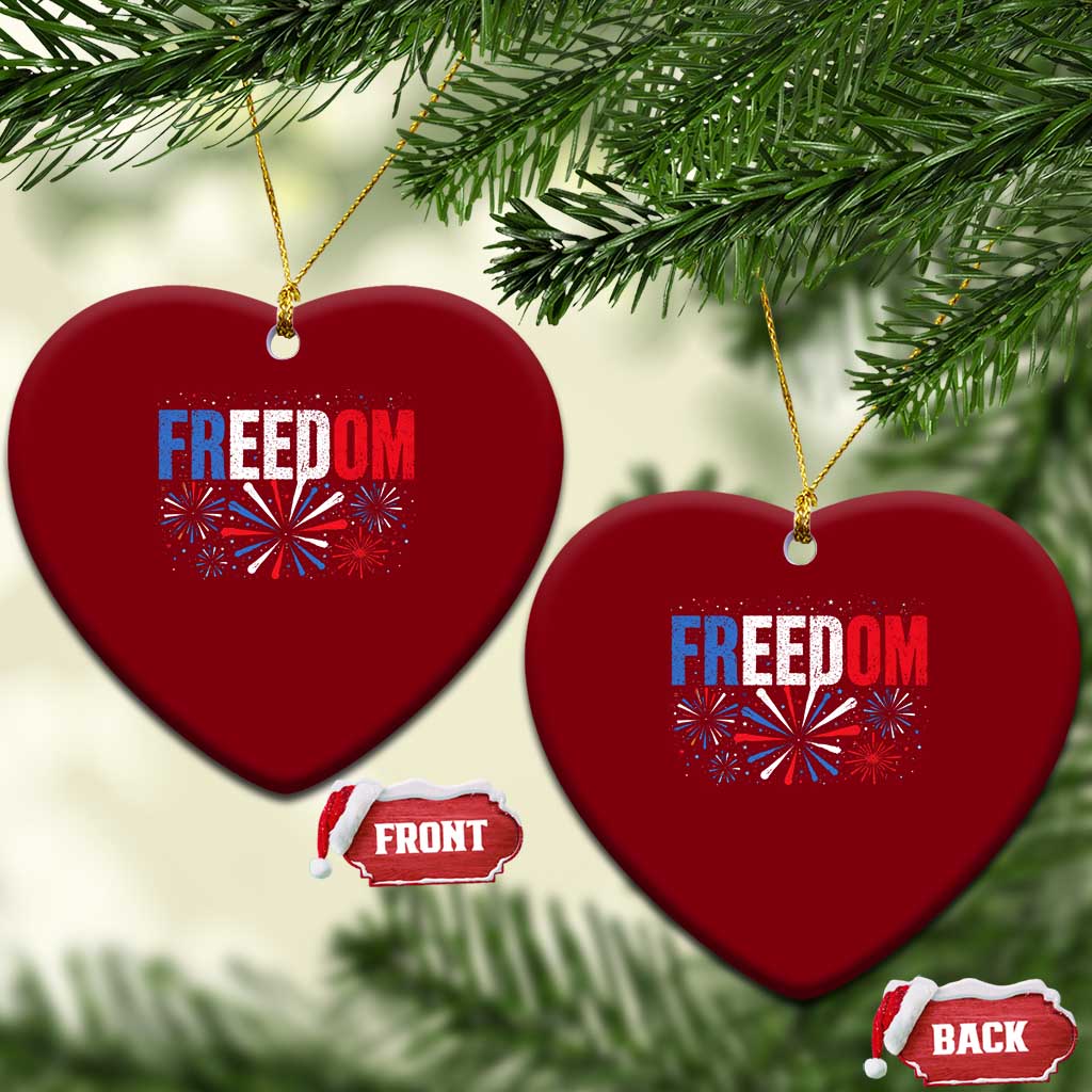 Freedom Funny 4th of July Couple Matching Ceramic Ornament US Fireworks