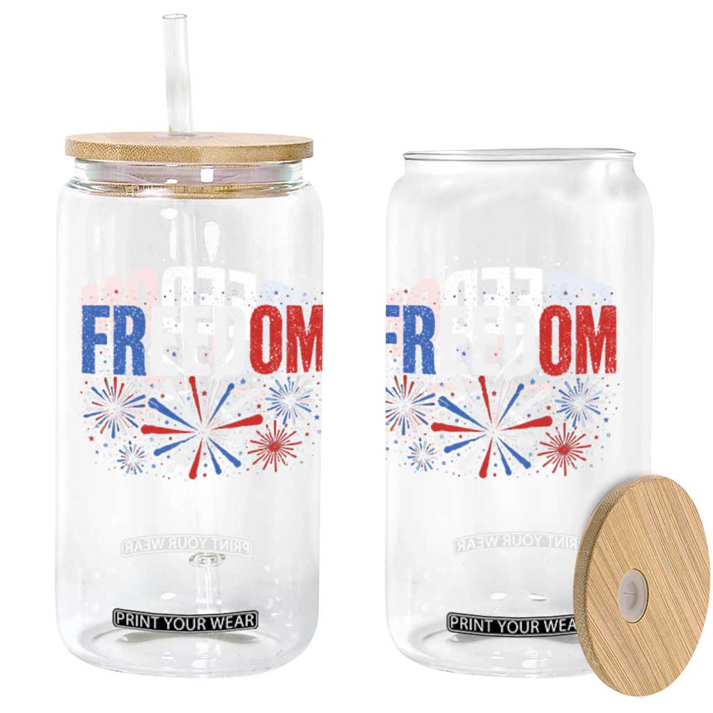 Freedom Funny 4th of July Couple Matching Glass Can US Fireworks