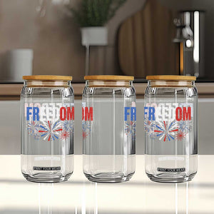 Freedom Funny 4th of July Couple Matching Glass Can US Fireworks