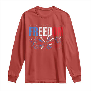 Freedom Funny 4th of July Couple Matching Long Sleeve Shirt US Fireworks