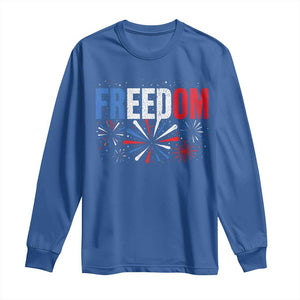 Freedom Funny 4th of July Couple Matching Long Sleeve Shirt US Fireworks