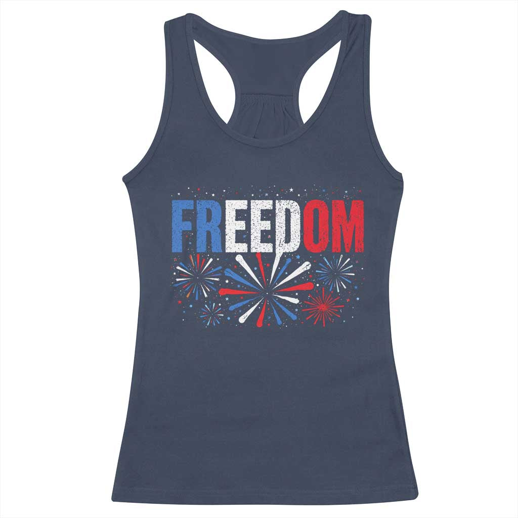 Freedom Funny 4th of July Couple Matching Racerback Tank Top US Fireworks