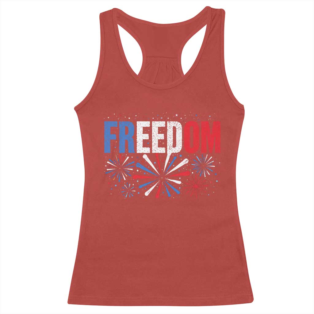 Freedom Funny 4th of July Couple Matching Racerback Tank Top US Fireworks