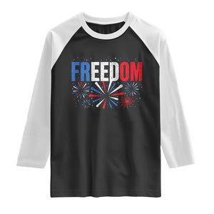 Freedom Funny 4th of July Couple Matching Raglan Shirt US Fireworks