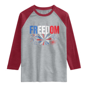 Freedom Funny 4th of July Couple Matching Raglan Shirt US Fireworks