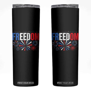Freedom Funny 4th of July Couple Matching Skinny Tumbler US Fireworks