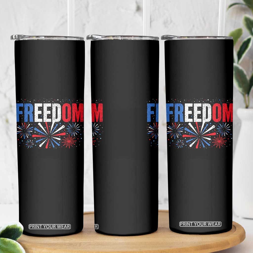 Freedom Funny 4th of July Couple Matching Skinny Tumbler US Fireworks