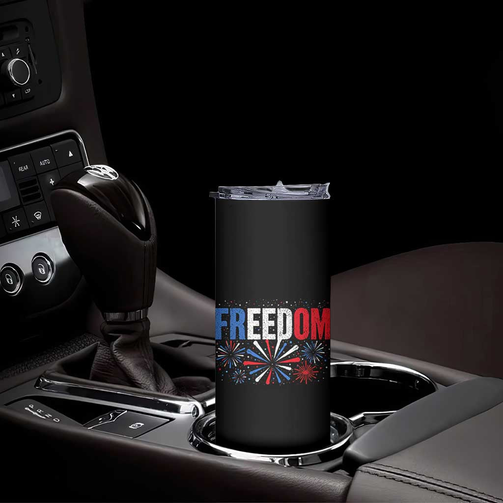 Freedom Funny 4th of July Couple Matching Skinny Tumbler US Fireworks