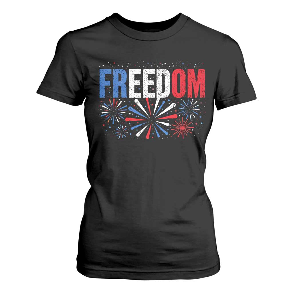 Freedom Funny 4th of July Couple Matching T Shirt For Women US Fireworks TS11 Black Print Your Wear