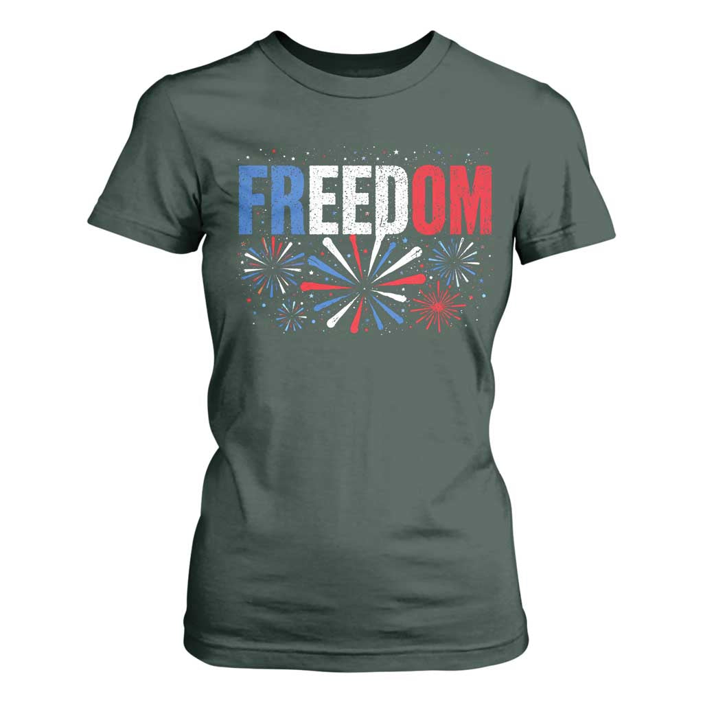 Freedom Funny 4th of July Couple Matching T Shirt For Women US Fireworks