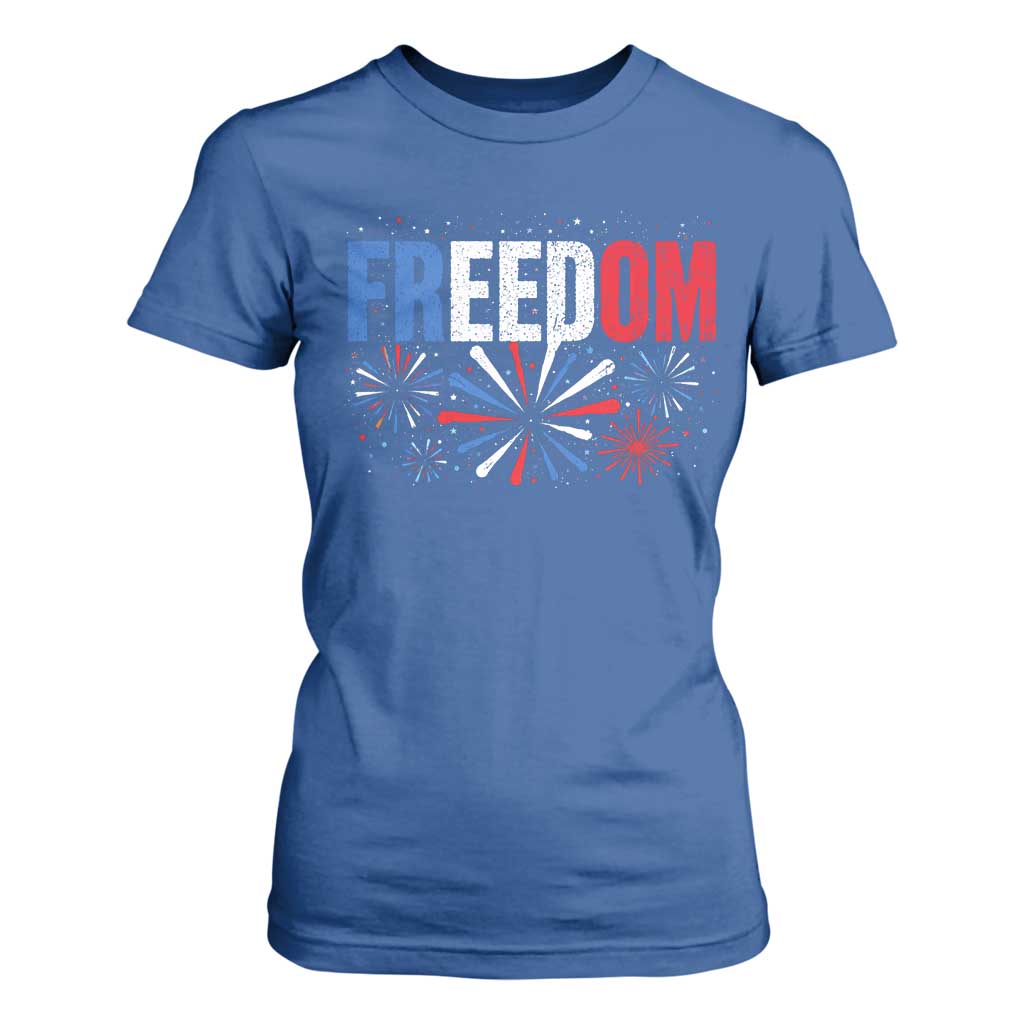 Freedom Funny 4th of July Couple Matching T Shirt For Women US Fireworks