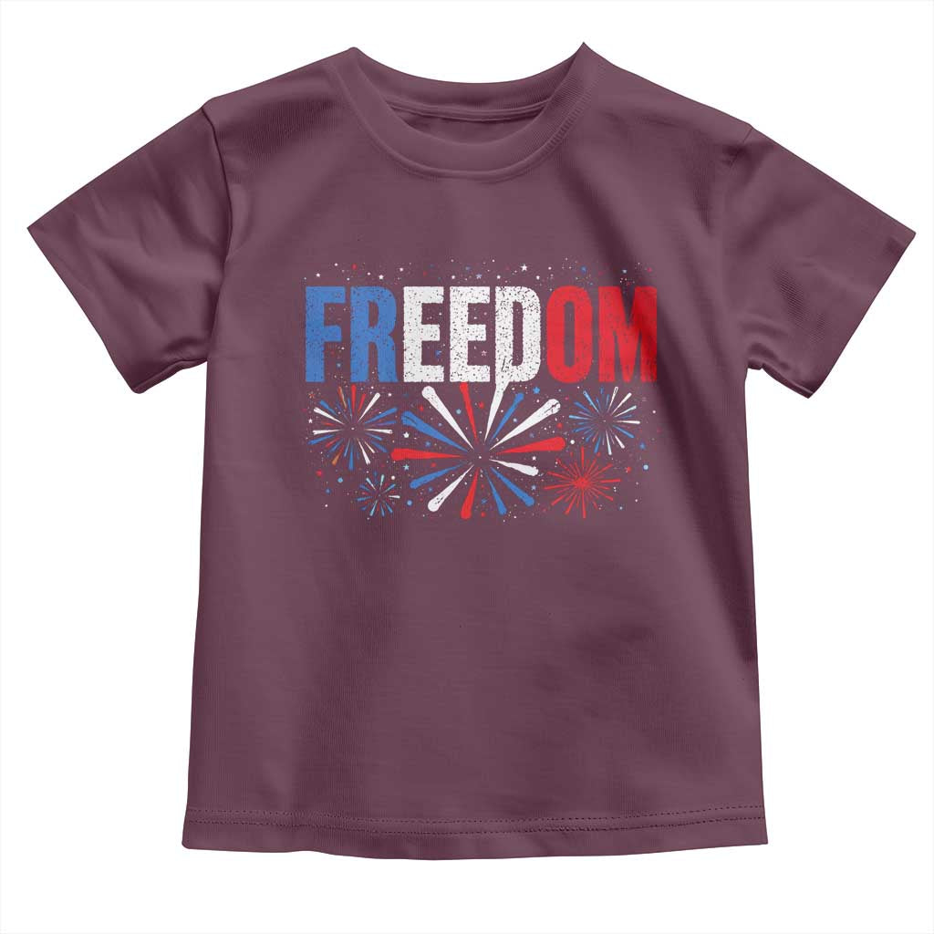 Freedom Funny 4th of July Couple Matching Toddler T Shirt US Fireworks