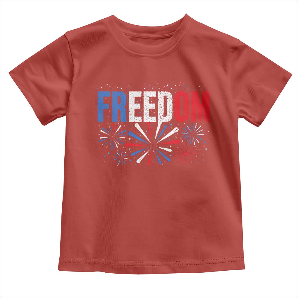 Freedom Funny 4th of July Couple Matching Toddler T Shirt US Fireworks