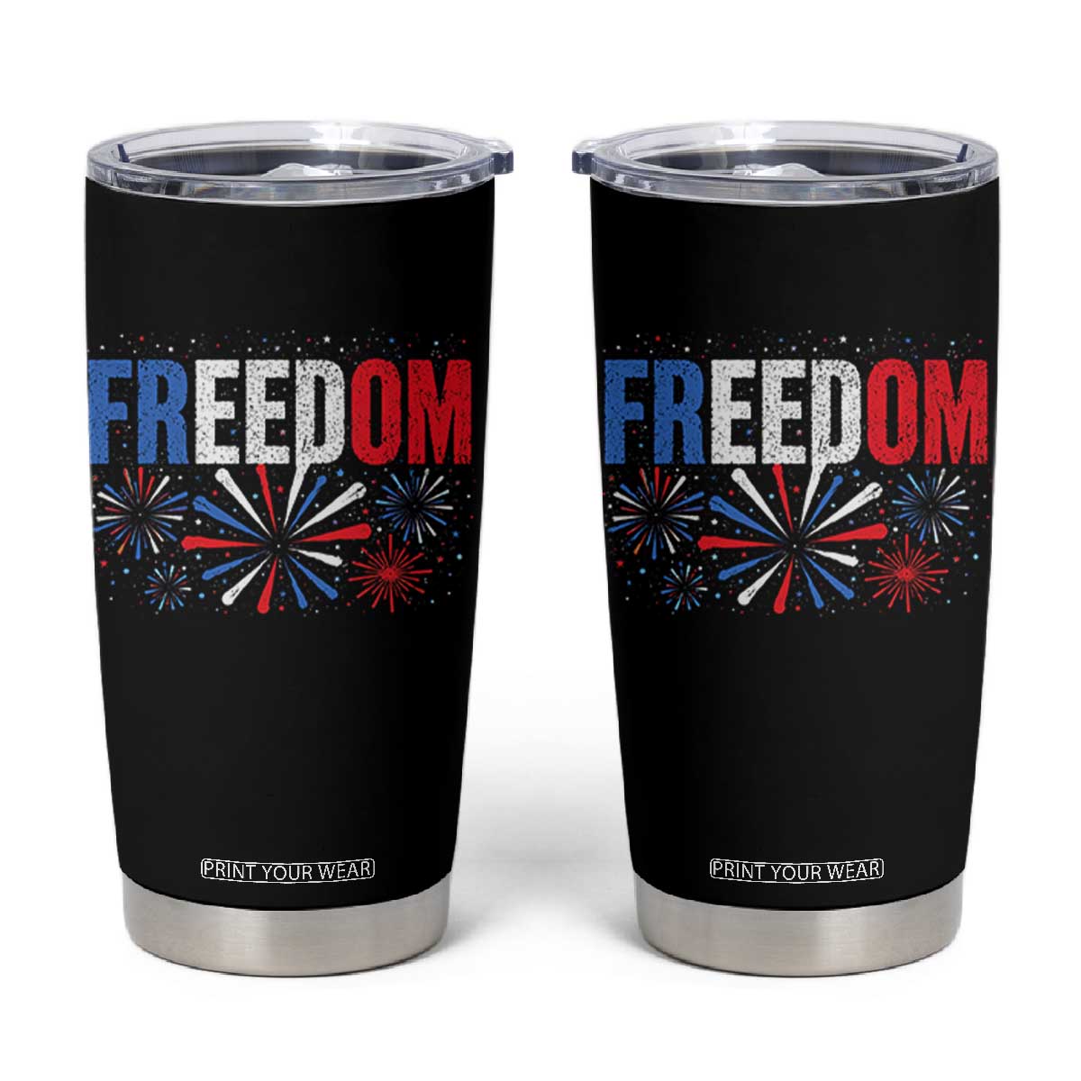 Freedom Funny 4th of July Couple Matching Tumbler Cup US Fireworks