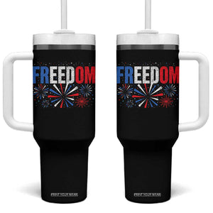 Freedom Funny 4th of July Couple Matching Tumbler With Handle US Fireworks