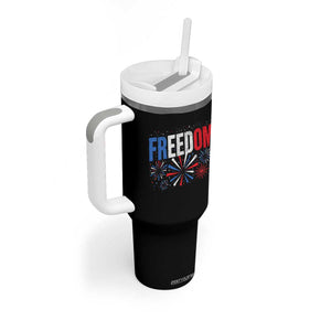 Freedom Funny 4th of July Couple Matching Tumbler With Handle US Fireworks