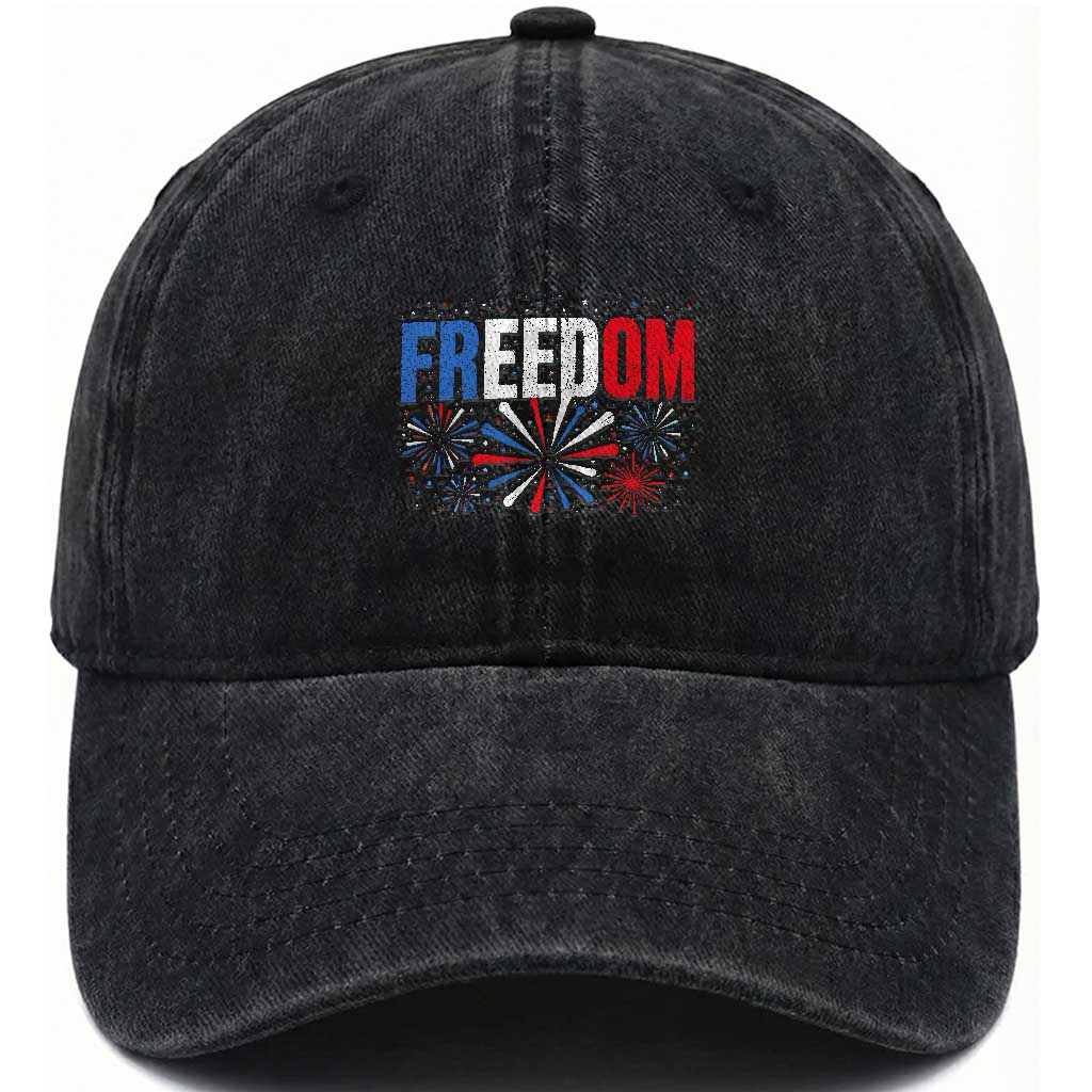 Freedom Funny 4th of July Couple Matching Washed Cotton Baseball Cap US Fireworks TS11 Print Your Wear