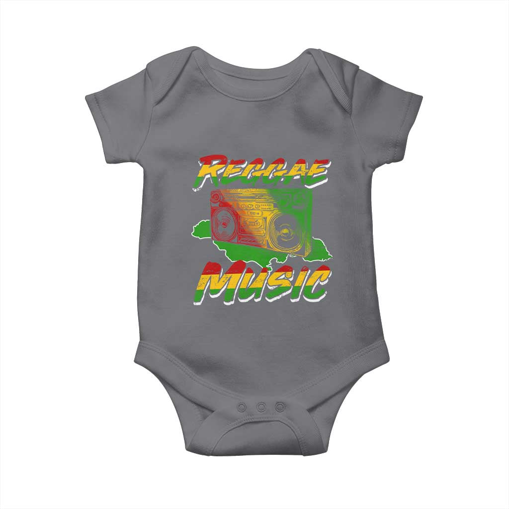 Reggae Music Baby Onesie Rastafari Rasta Jamaica Boombox TS11 Charcoal Print Your Wear