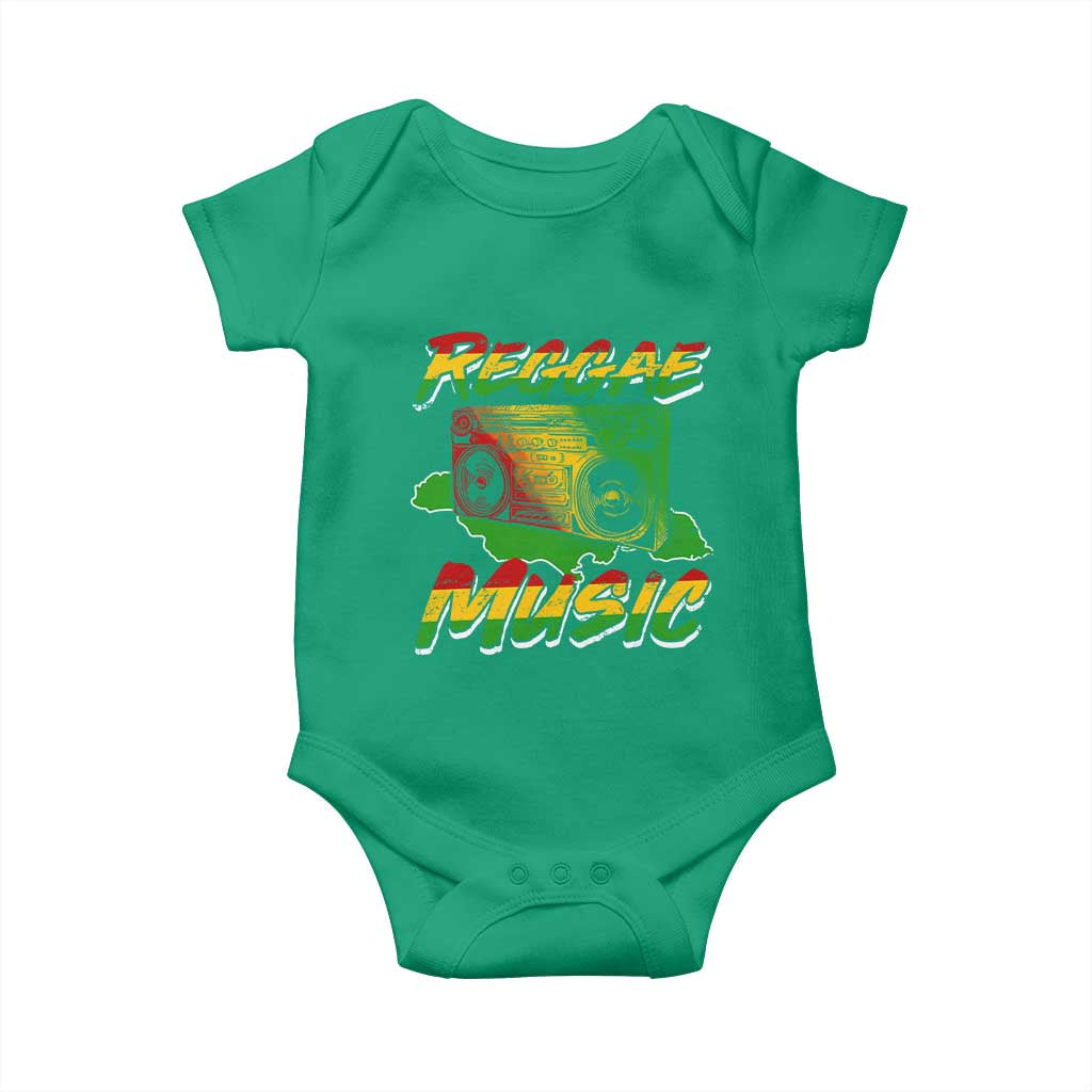 Reggae Music Baby Onesie Rastafari Rasta Jamaica Boombox TS11 Irish Green Print Your Wear