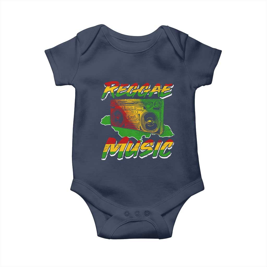 Reggae Music Baby Onesie Rastafari Rasta Jamaica Boombox TS11 Navy Print Your Wear