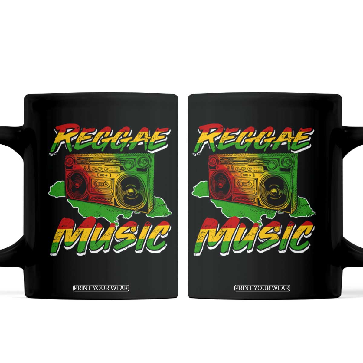 Reggae Music Coffee Mug Rastafari Rasta Jamaica Boombox TS11 Black Print Your Wear