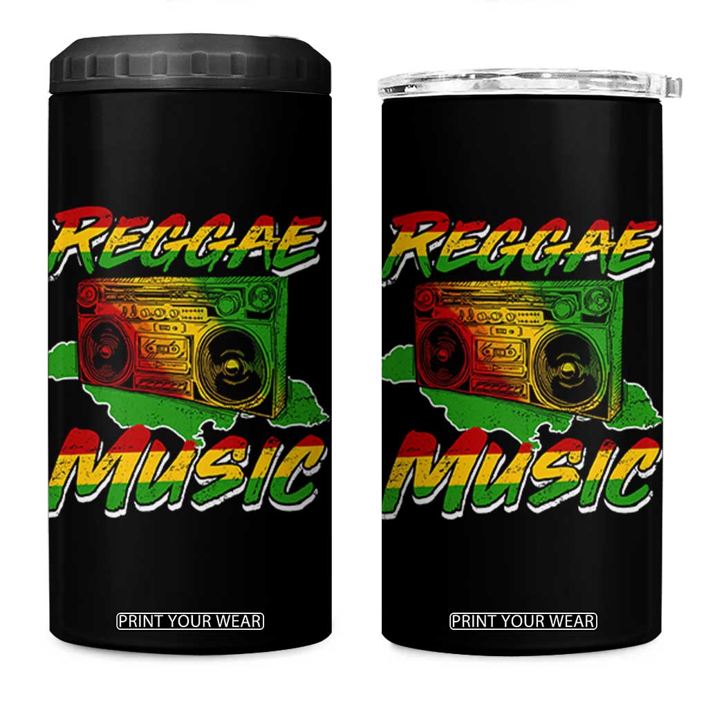 Reggae Music 4 in 1 Can Cooler Tumbler Rastafari Rasta Jamaica Boombox TS11 One Size: 16 oz Black Print Your Wear