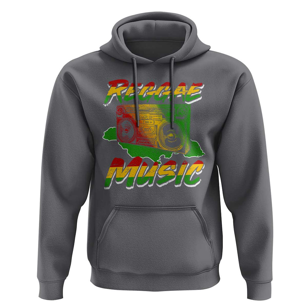 Reggae Music Hoodie Rastafari Rasta Jamaica Boombox TS11 Charcoal Print Your Wear