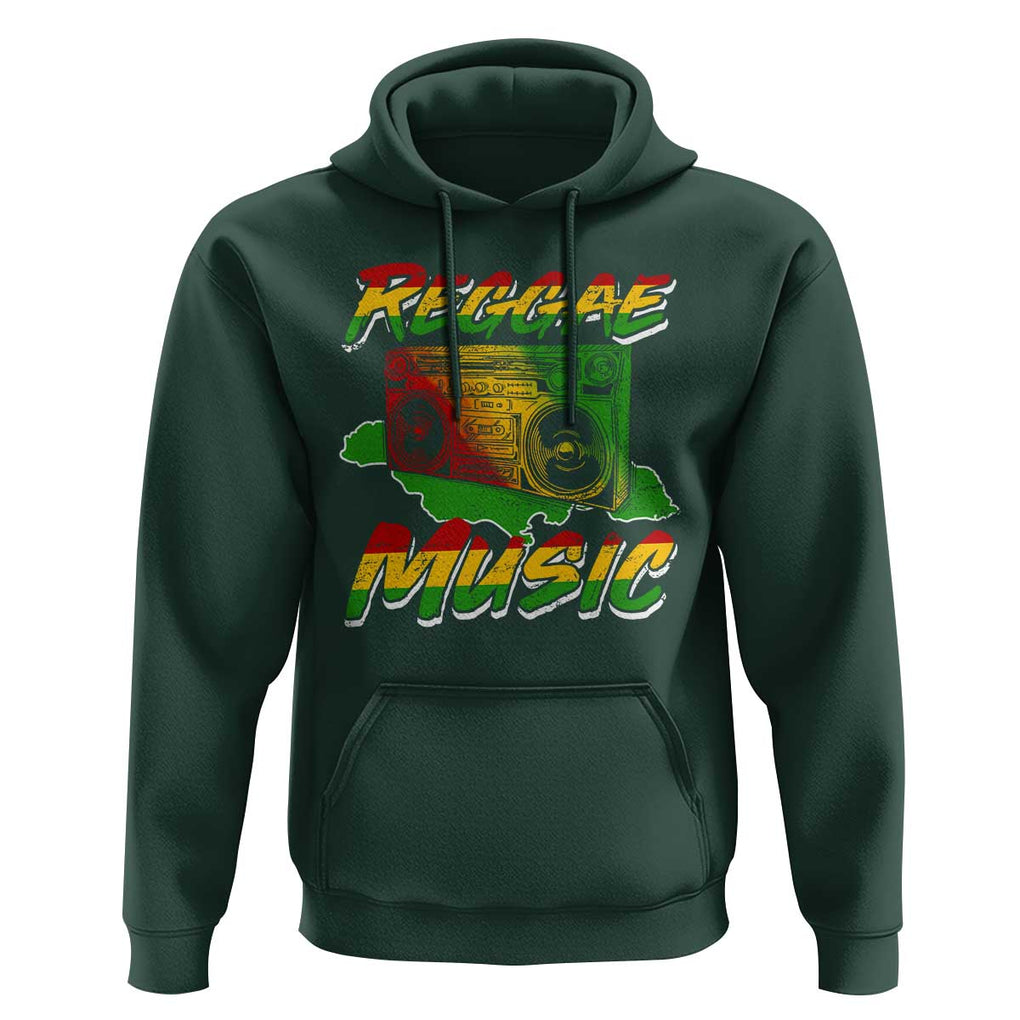 Reggae Music Hoodie Rastafari Rasta Jamaica Boombox TS11 Dark Forest Green Print Your Wear