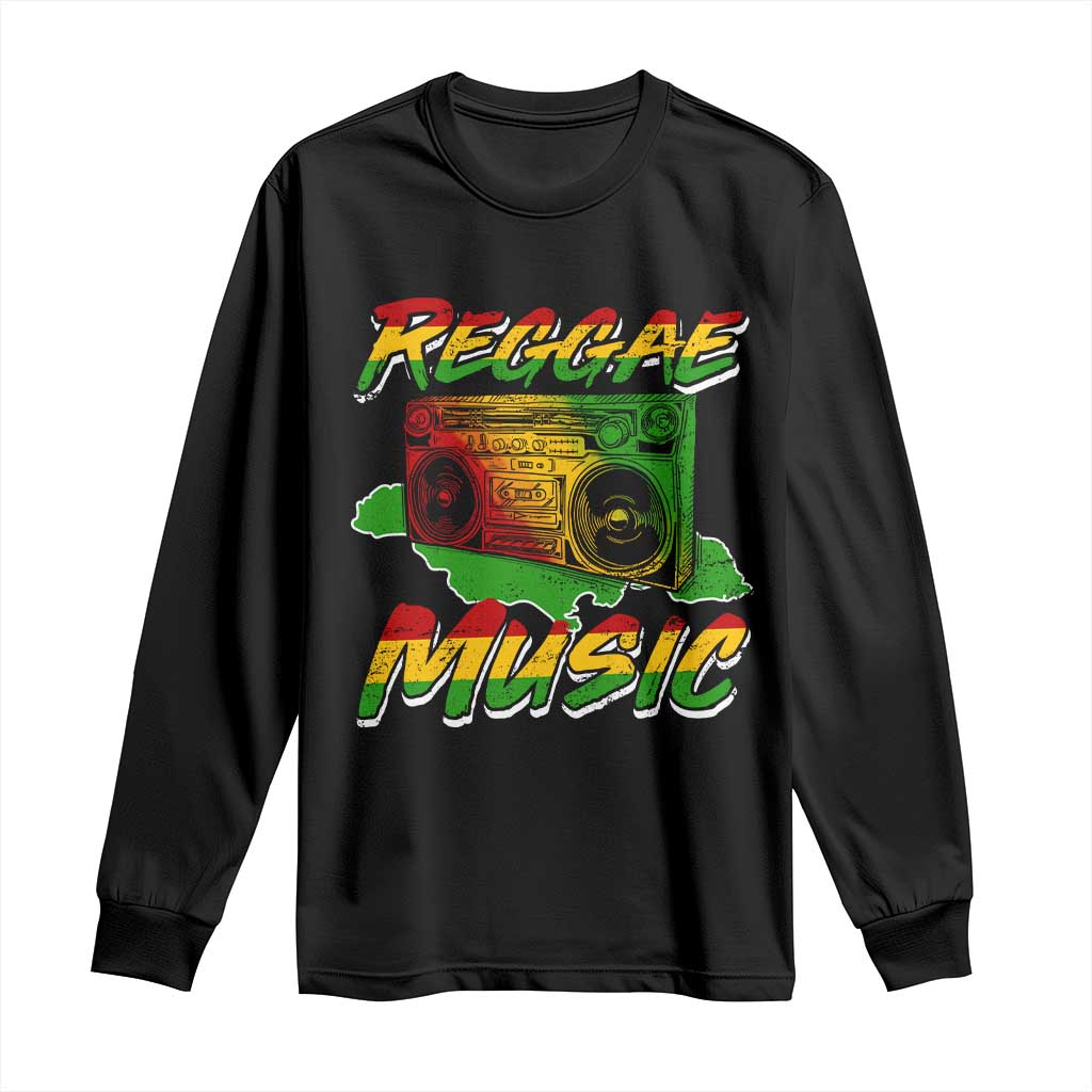 Reggae Music Long Sleeve Shirt Rastafari Rasta Jamaica Boombox TS11 Black Print Your Wear
