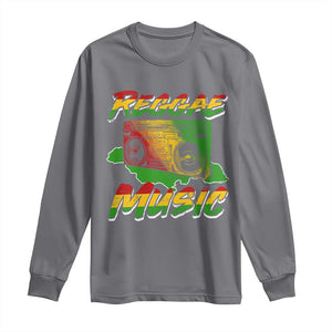 Reggae Music Long Sleeve Shirt Rastafari Rasta Jamaica Boombox TS11 Charcoal Print Your Wear