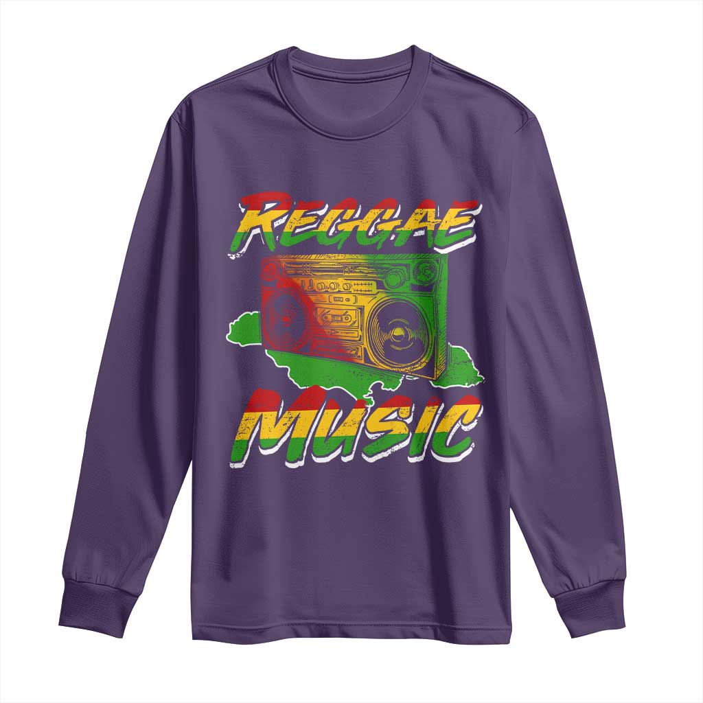 Reggae Music Long Sleeve Shirt Rastafari Rasta Jamaica Boombox TS11 Purple Print Your Wear