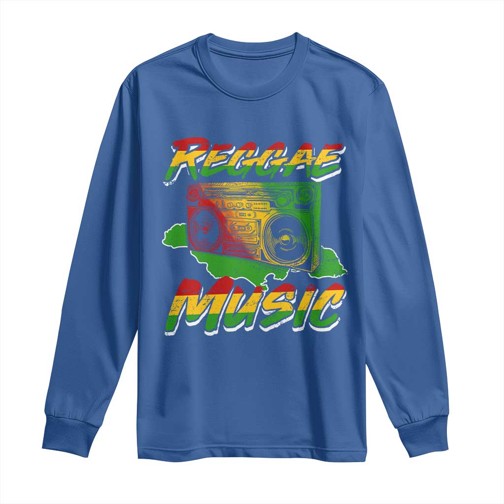 Reggae Music Long Sleeve Shirt Rastafari Rasta Jamaica Boombox TS11 Royal Blue Print Your Wear