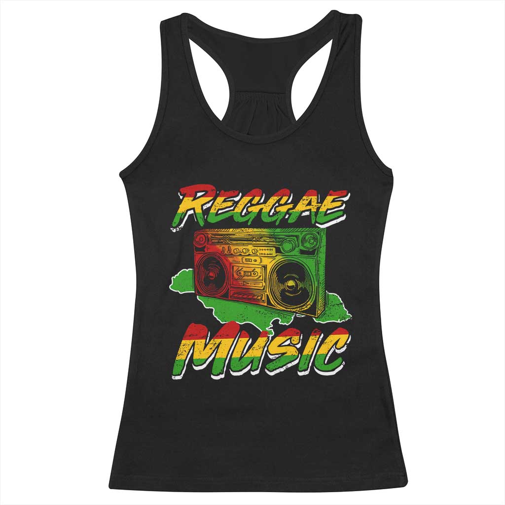 Reggae Music Racerback Tank Top Rastafari Rasta Jamaica Boombox TS11 Black Print Your Wear