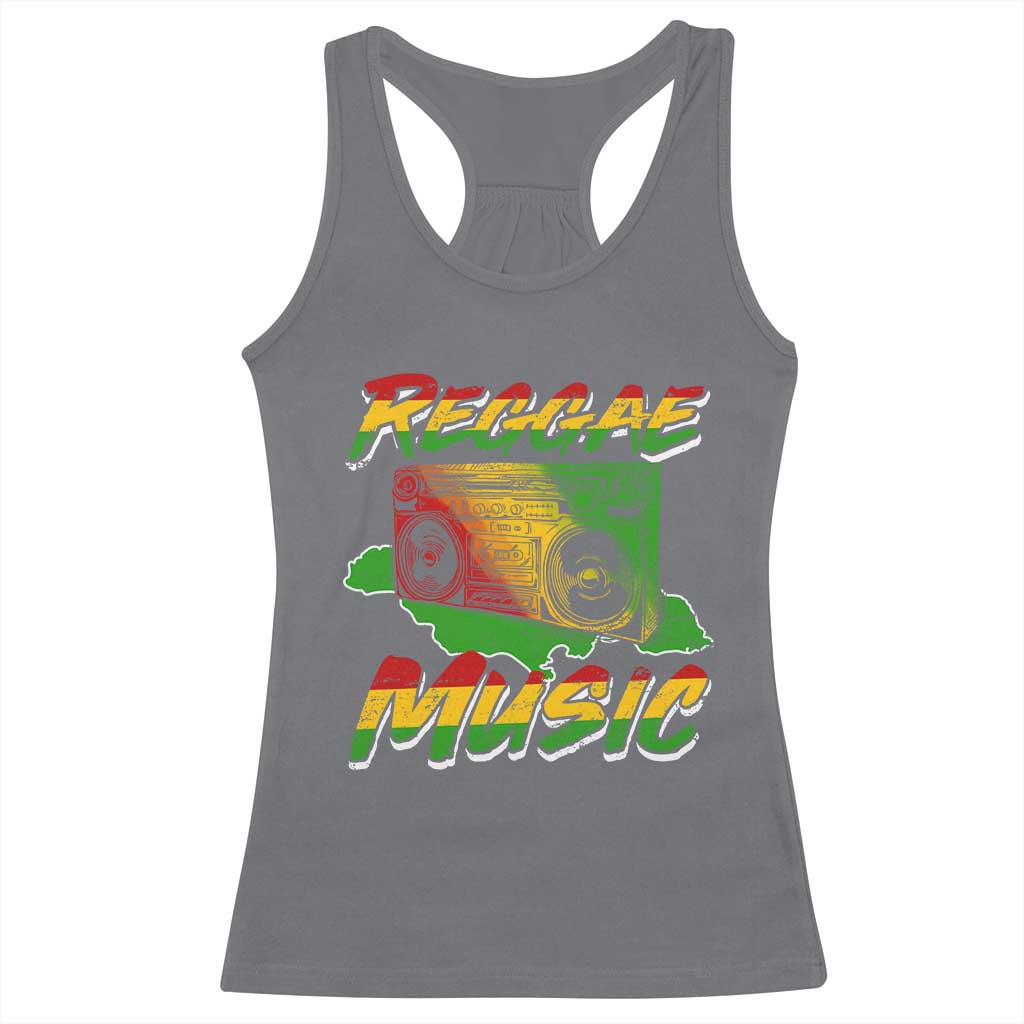 Reggae Music Racerback Tank Top Rastafari Rasta Jamaica Boombox TS11 Charcoal Print Your Wear