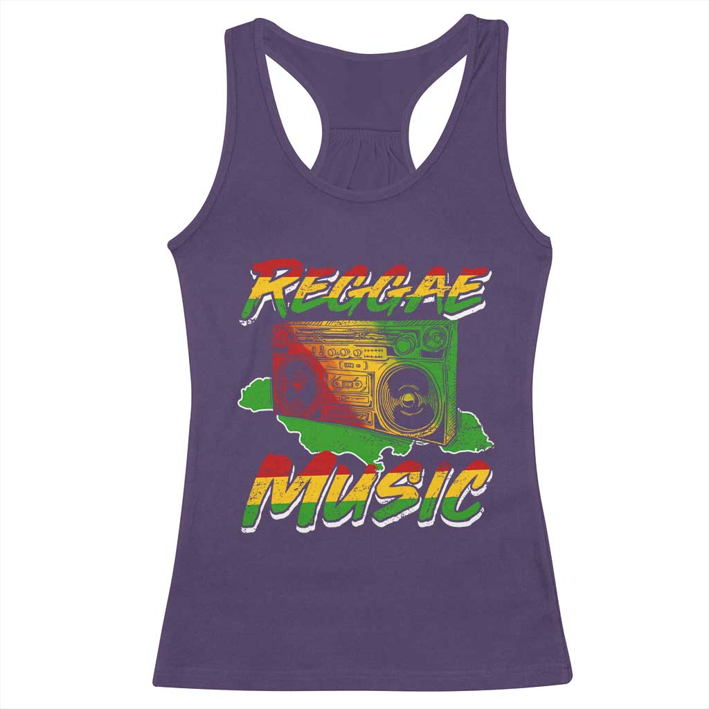 Reggae Music Racerback Tank Top Rastafari Rasta Jamaica Boombox TS11 Purple Print Your Wear