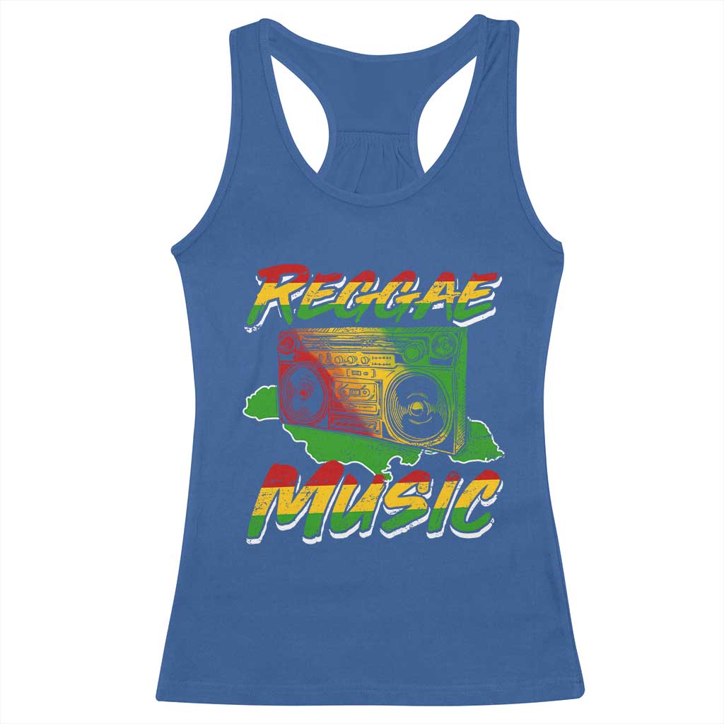 Reggae Music Racerback Tank Top Rastafari Rasta Jamaica Boombox TS11 Royal Blue Print Your Wear