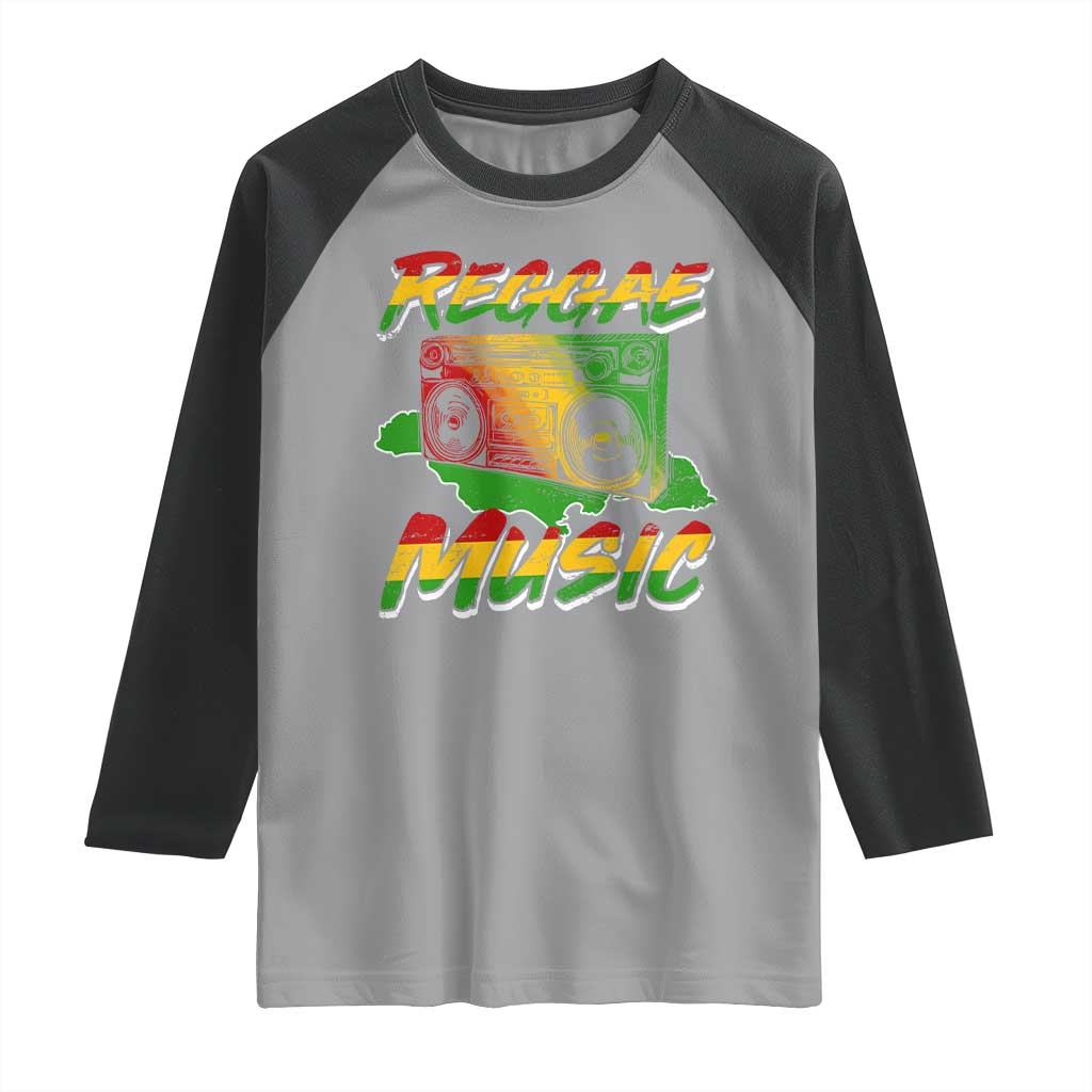 Reggae Music Raglan Shirt Rastafari Rasta Jamaica Boombox TS11 Sport Gray Black Print Your Wear