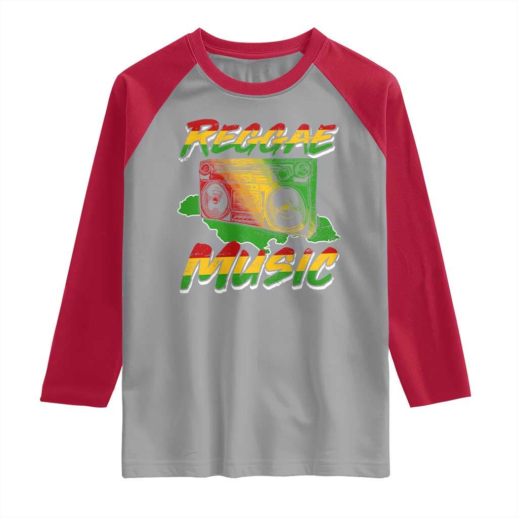 Reggae Music Raglan Shirt Rastafari Rasta Jamaica Boombox TS11 Sport Gray Red Print Your Wear