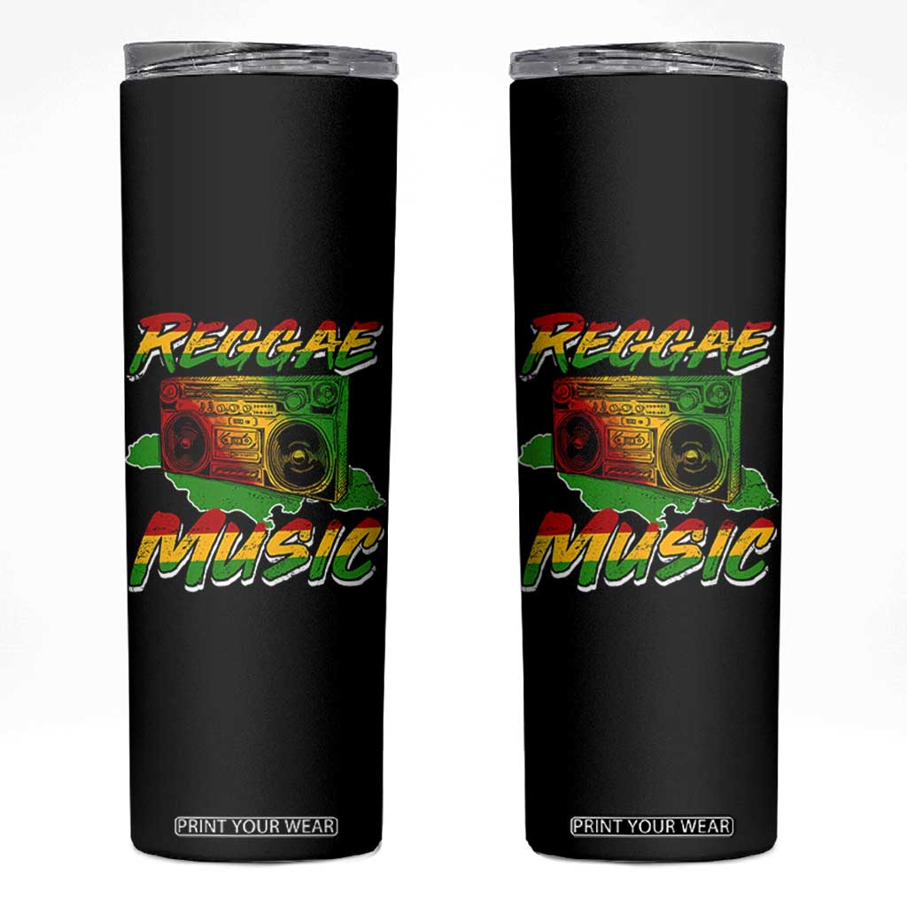 Reggae Music Skinny Tumbler Rastafari Rasta Jamaica Boombox TS11 Black Print Your Wear