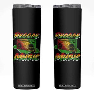 Reggae Music Skinny Tumbler Rastafari Rasta Jamaica Boombox TS11 Black Print Your Wear