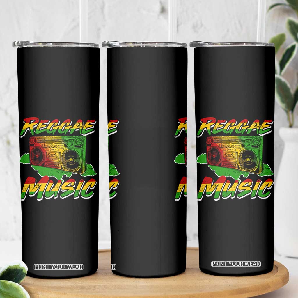 Reggae Music Skinny Tumbler Rastafari Rasta Jamaica Boombox TS11 Print Your Wear