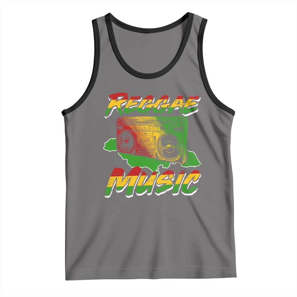 Reggae Music Tank Top Rastafari Rasta Jamaica Boombox TS11 Deep Heather Black Print Your Wear