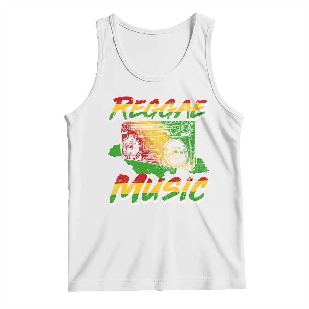 Reggae Music Tank Top Rastafari Rasta Jamaica Boombox TS11 White Print Your Wear