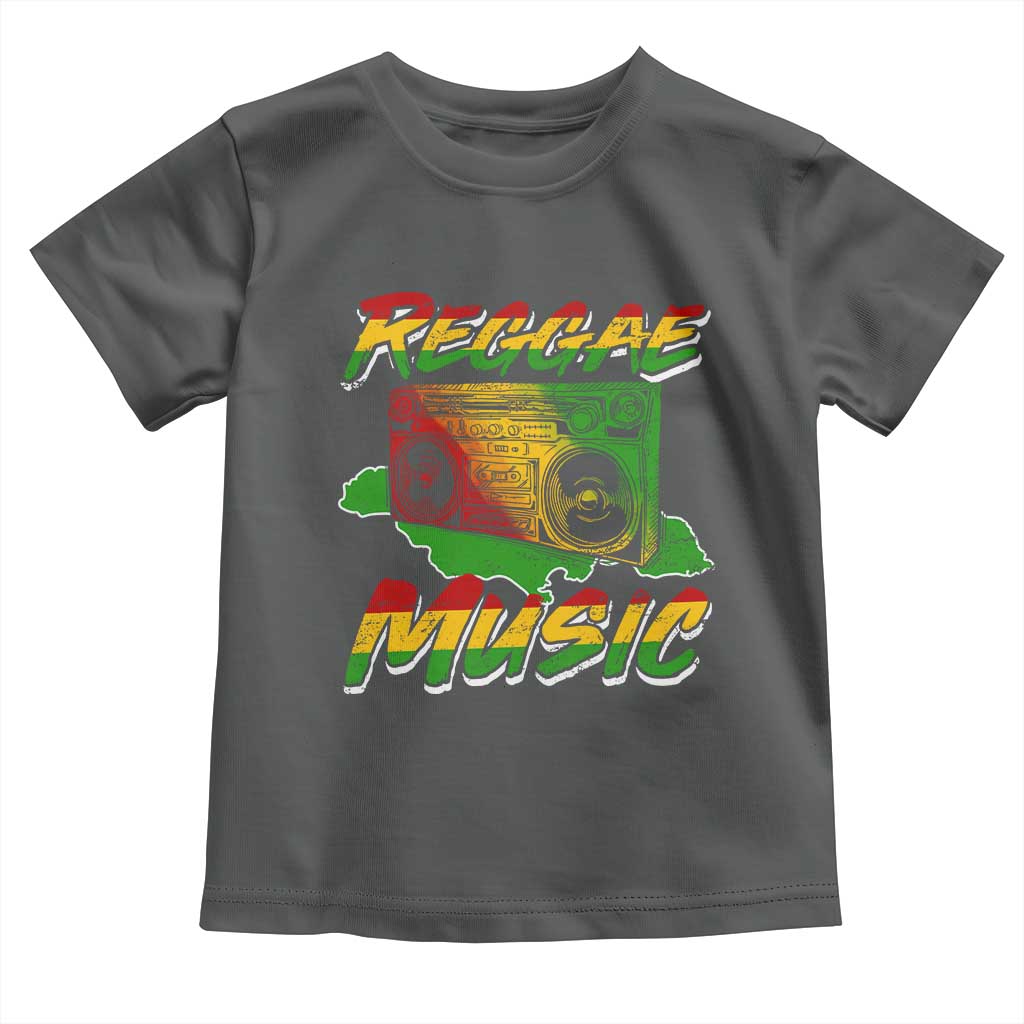 Reggae Music Toddler T Shirt Rastafari Rasta Jamaica Boombox TS11 Dark Heather Print Your Wear