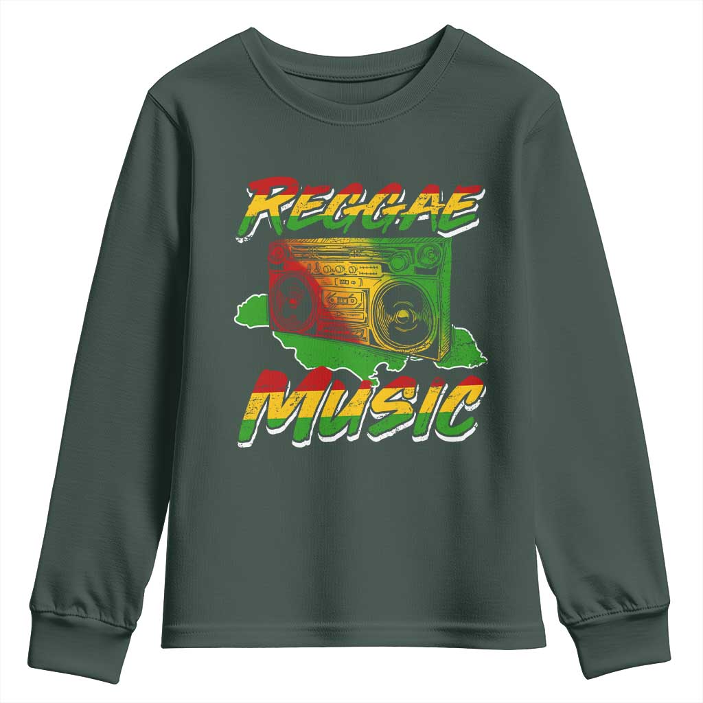 Reggae Music Youth Sweatshirt Rastafari Rasta Jamaica Boombox TS11 Dark Forest Green Print Your Wear