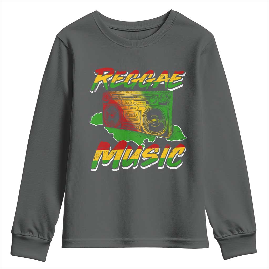 Reggae Music Youth Sweatshirt Rastafari Rasta Jamaica Boombox TS11 Dark Heather Print Your Wear