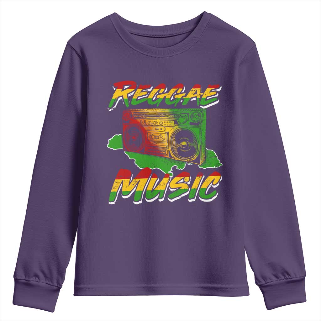 Reggae Music Youth Sweatshirt Rastafari Rasta Jamaica Boombox TS11 Purple Print Your Wear
