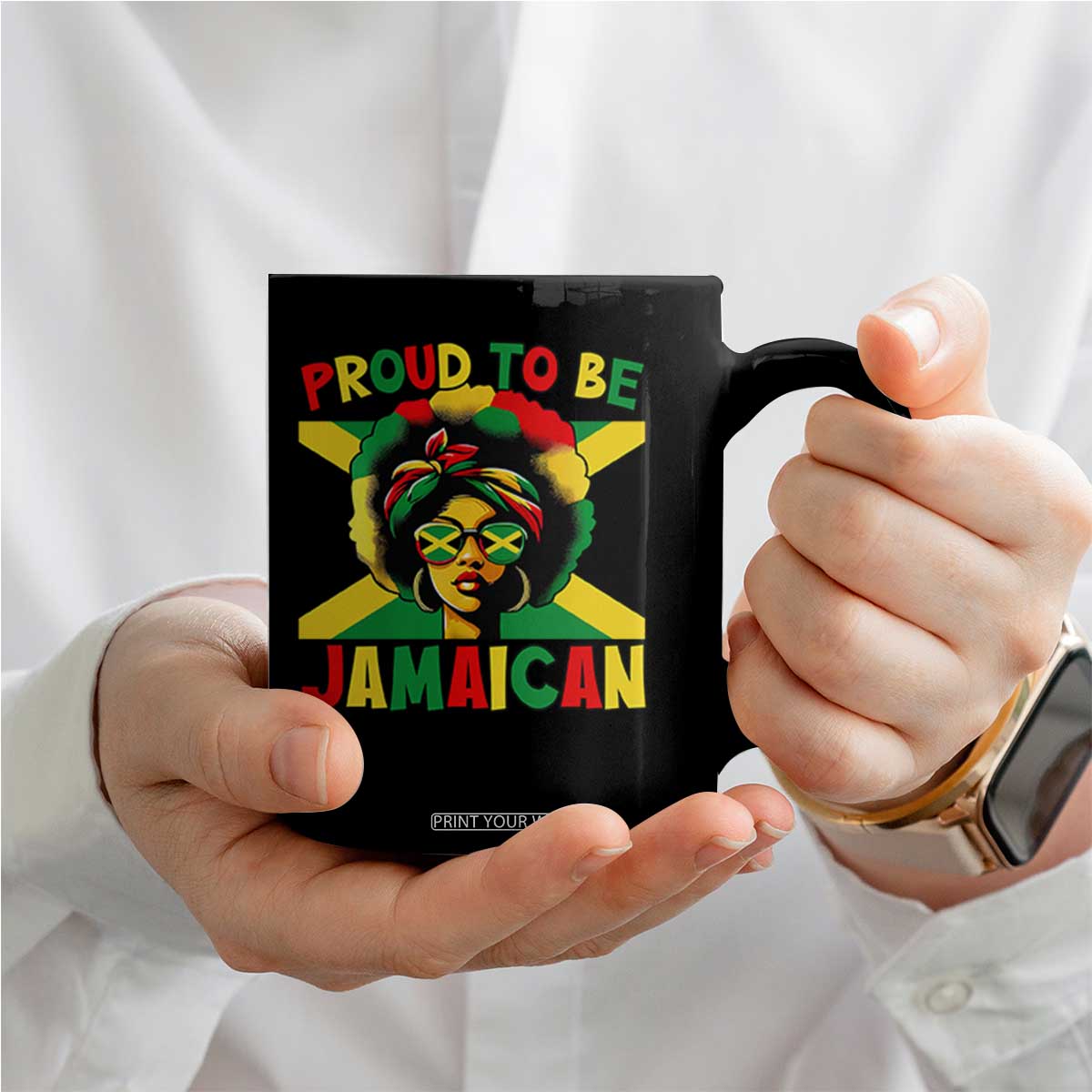Proud To Be Jamaican Coffee Mug Jamaica Pride Flag Girl Sunglasses TS11 Print Your Wear
