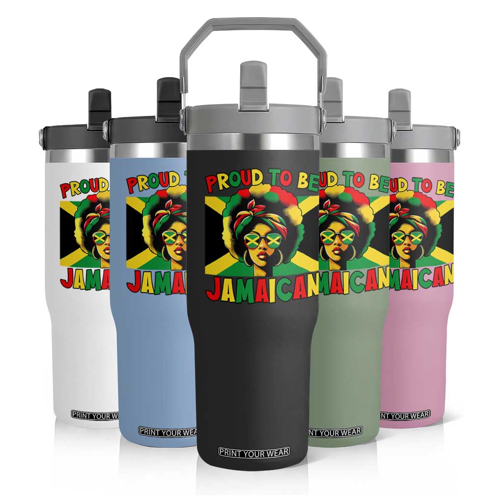 Proud To Be Jamaican Flip Straw Tumbler Jamaica Pride Flag Girl Sunglasses TS11 Print Your Wear